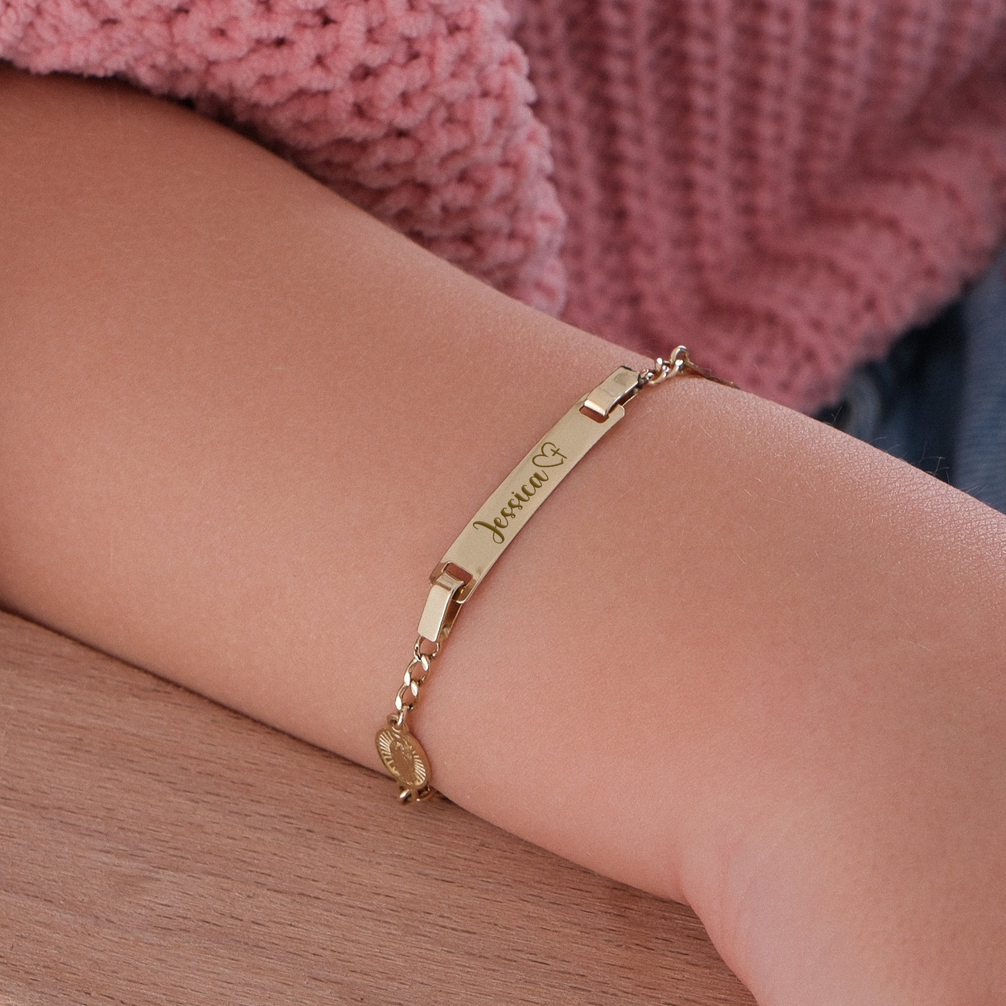 Personalized Baby Cross Bracelet with Name | 18K Gold Vermeil - Image 8