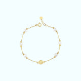 Miraculous Medal Bracelet with Real Pearl | 14K Solid Gold