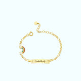 Personalized Baby Name Bracelet With Rainbow | 14K Solid Gold