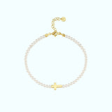 Pearl Cross Bracelet | 18K Gold Vermeil