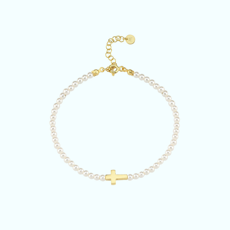 Pearl Cross Bracelet