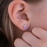 Purple Striped Star Earrings | 925 Sterling Silver