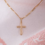 Floral Cross Necklace | 14K Solid Gold