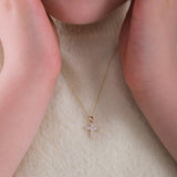 Diamond Pave Cross Necklace | 14K Solid Gold
