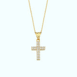 Diamond Pave Cross Necklace | 14K Solid Gold