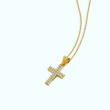 Diamond Pave Cross Necklace | 14K Solid Gold