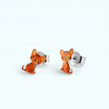Orange Tiger Cat Stud Earrings | 925 Sterling Silver