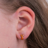 Orange Tiger Cat Stud Earrings | 925 Sterling Silver