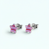 Purple Striped Star Earrings | 925 Sterling Silver