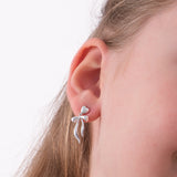 Heart & Bow Dangle Earrings | 925 Sterling Silver