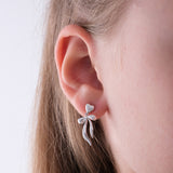 Heart & Bow Dangle Earrings | 925 Sterling Silver