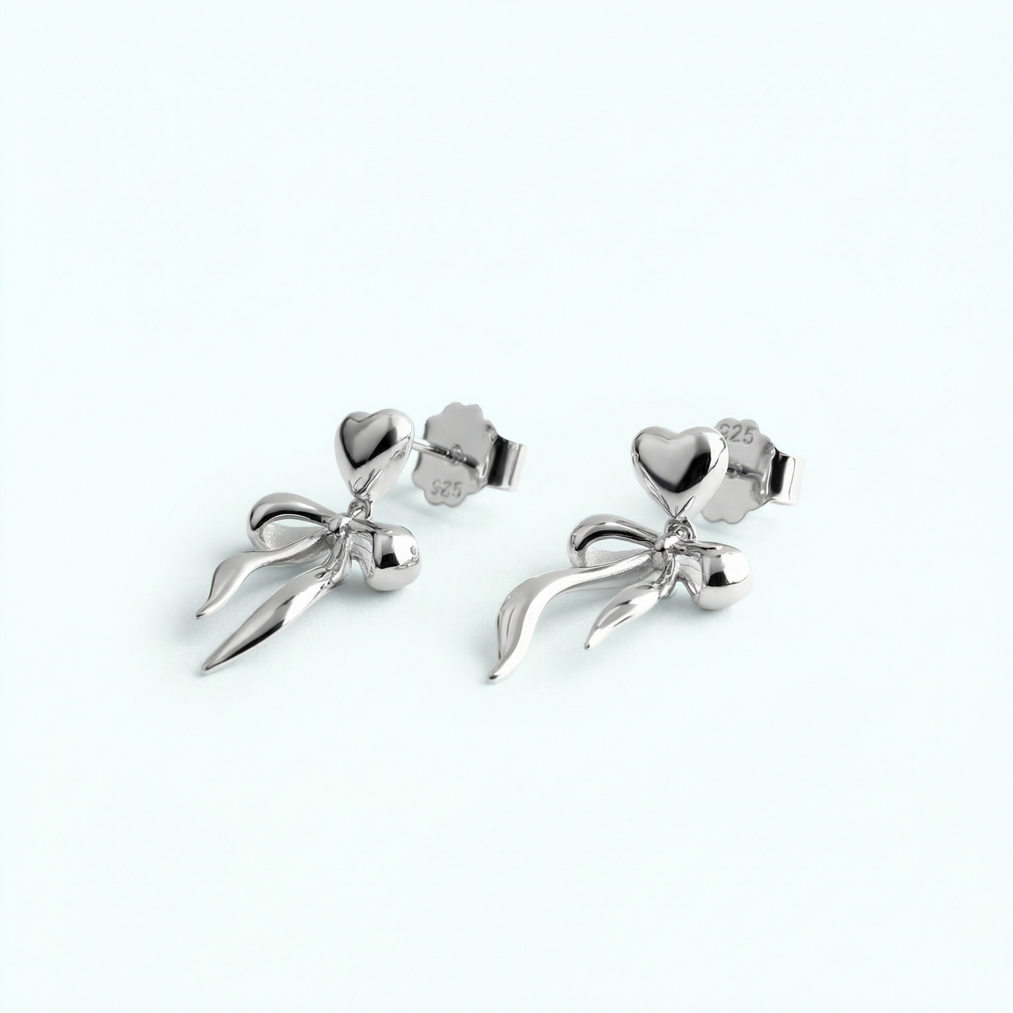 Heart & Bow Dangle Earrings