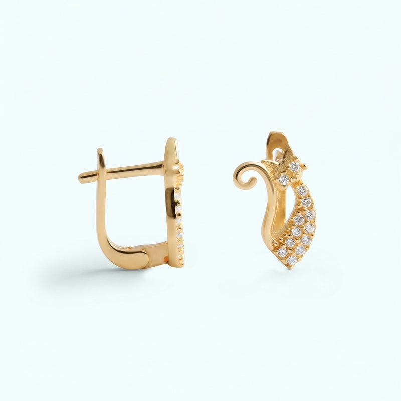 Cat Charm Huggie Earrings