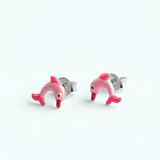 Pink Dolphin Stud Earrings | 925 Sterling Silver