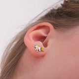 Unicorn White Stud Earrings | 925 Sterling Silver