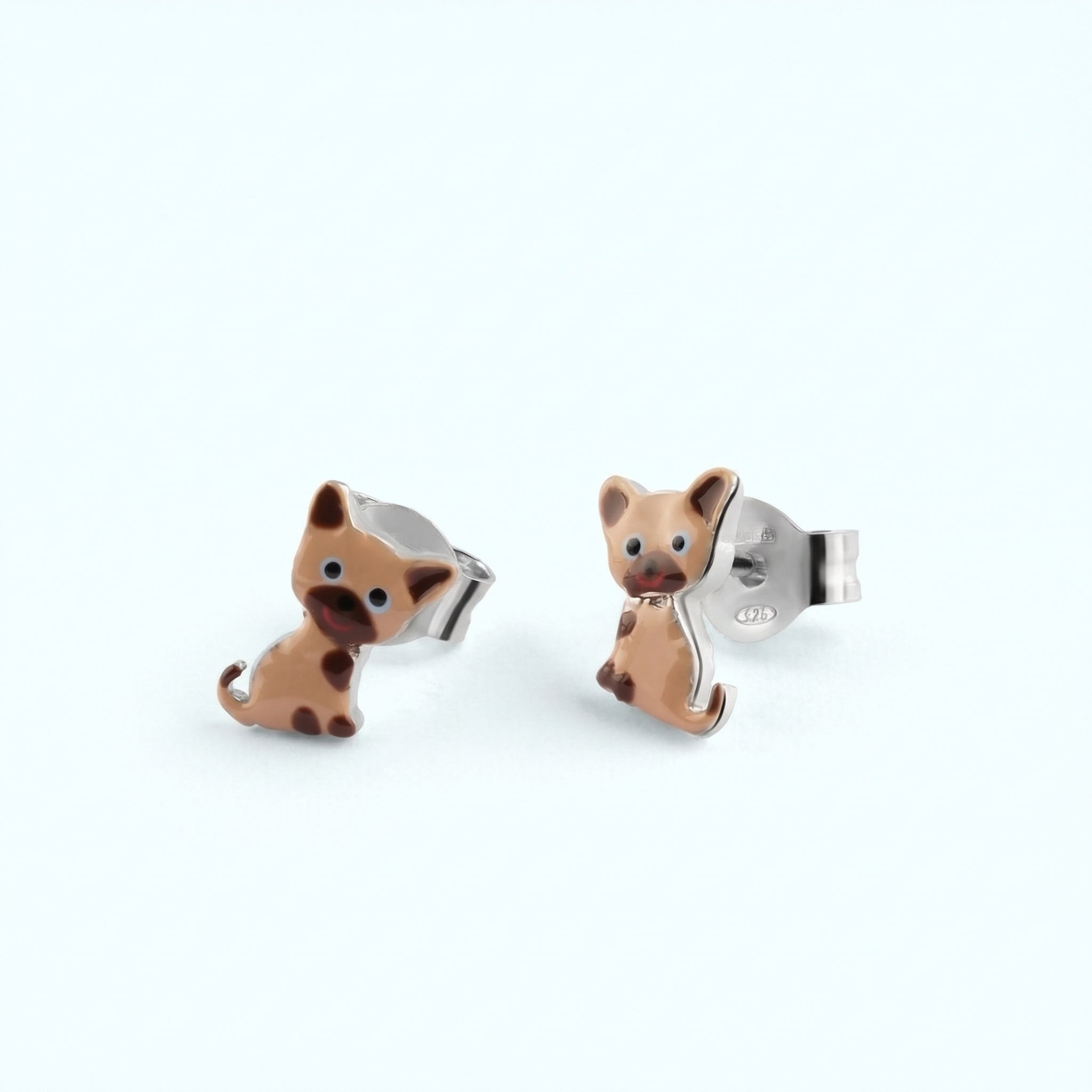 Brown Kitten Stud Earrings