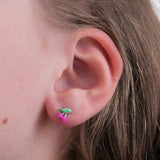 Pink Cherry Stud Earrings | 925 Sterling Silver