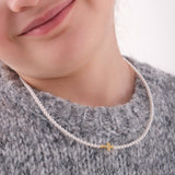 Pearl Cross Necklace | 18K Gold Vermeil