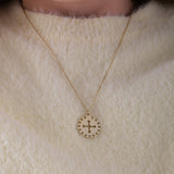 Solar Cross Necklace | 14K Solid Gold