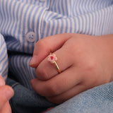 Pink Flower Ring with Heart | 925 Sterling Silver